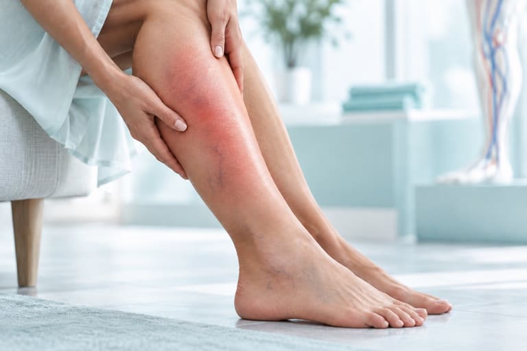 Illustrative image of a leg describing deep vein thrombosis